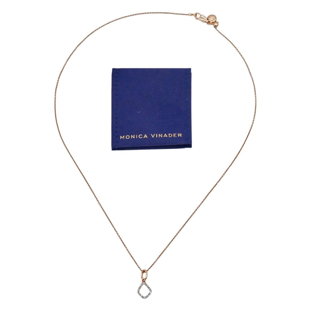 Monica Vinader Riva Mini Kite Diamond Pendant Charm & Sliding Chain Necklace